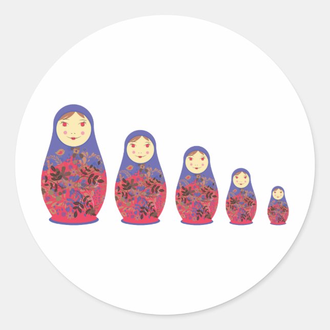 Adesivo Redondo Matryoshka Doll ~ Ninho Russo / Babushka (Frente)
