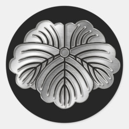 Adesivo Redondo Matsunaga Clan Kamon Silver Chrome