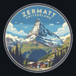 Adesivo Redondo Matterhorn de Suiça Zermatt<br><div class="desc">Zermatt é uma aldeia sem carro, nidificada nos Alpes suíços, conhecida pelas suas visões espantosas da icônica Matterhorn, uma montanha em forma de pirâmide. Aqui está um vislumbre do que torna Zermatt especial: Cenário atordoante: A vila está rodeada por picos dramáticos de montanha, geleiras, e prados verdes esmagados. O Matterhorn,...</div>