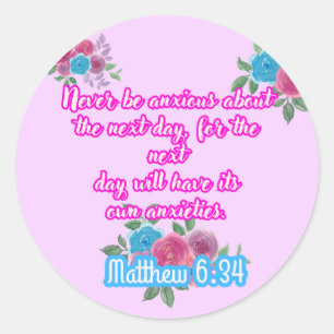 Adesivo Redondo Matthew 6:34 Sticker Testemunhas de Jeová