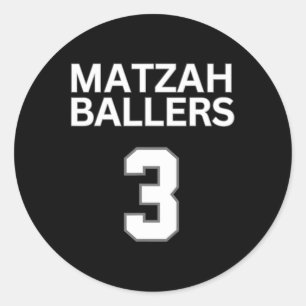 Adesivo Redondo Matzah Ballers 3 Equipe de Basquete Judeu Engraçad