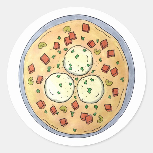 Adesivo Redondo Matzo Matzah Ball Soup Judaica Páscoa Cuisine (Frente)