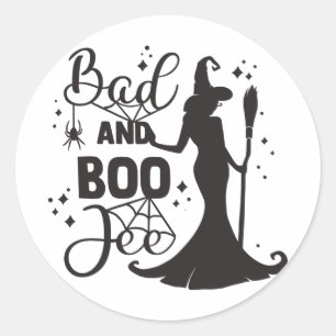 Adesivo Redondo Mau e Boo Jee Halloween
