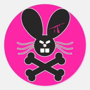 Adesivo Redondo Mau Emo Bunny Crossbones