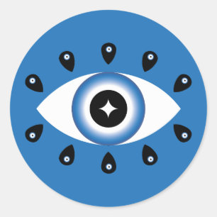 Adesivo Redondo Mau Grego Azul Preto