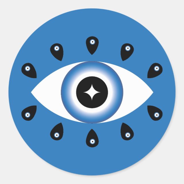 Adesivo Redondo Mau Grego Azul Preto (Frente)