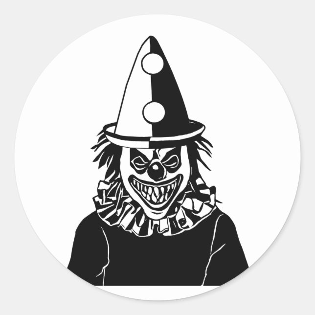 Adesivo Redondo Mau Monstro assustador Palhaço Assustador Arte de  (Frente)