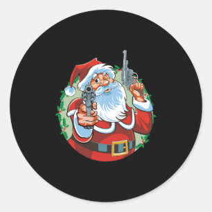 Adesivo Redondo mau pai com armas - natal engraçado