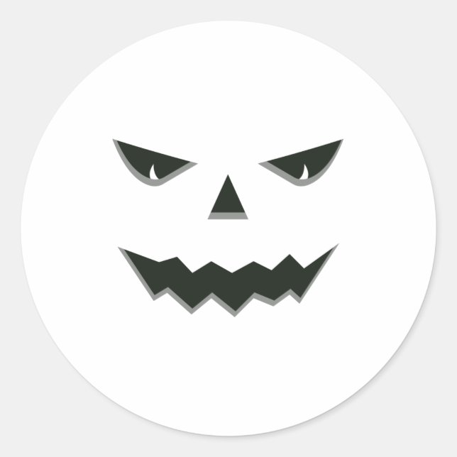 Adesivo Redondo Mau Spooky Pumpkin Face Jack O'Lantern Halloween (Frente)