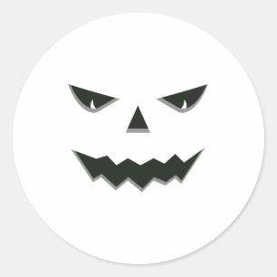 Adesivo Redondo Mau Spooky Pumpkin Face Jack O'Lantern Halloween