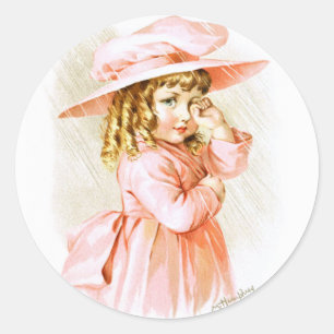 Adesivo Redondo Maud Humphrey: Menina do primavera na chuva
