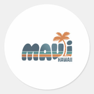 Adesivo Redondo Maui Havaí Surf Vintage Praia Surf 70's Retro 