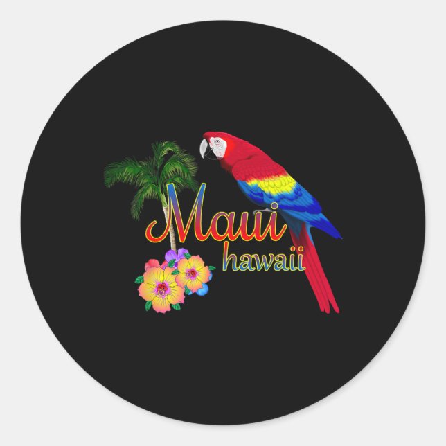 Adesivo Redondo Maui Hawaii Beach Aloha (Frente)
