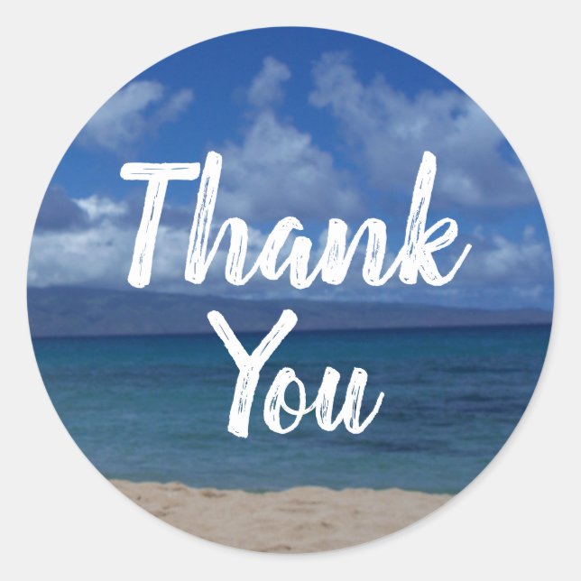 Adesivo Redondo Maui Hawaii Beach Ocean View (Frente)