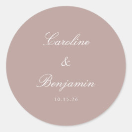 Adesivo Redondo Mauve Personalizada de Casamento Elegante de Scrip