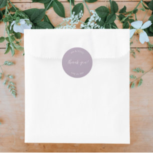 Adesivo Redondo Mauve Stylized Wedding Obrigado