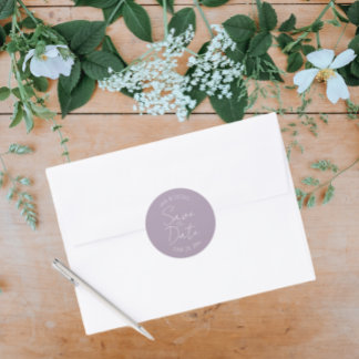 Adesivo Redondo Mauve Stylized Wedding Salvar a Data