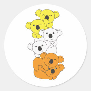 Adesivo Redondo Maverique Flag Pride Lgbtq Cute Koala Pile Classic