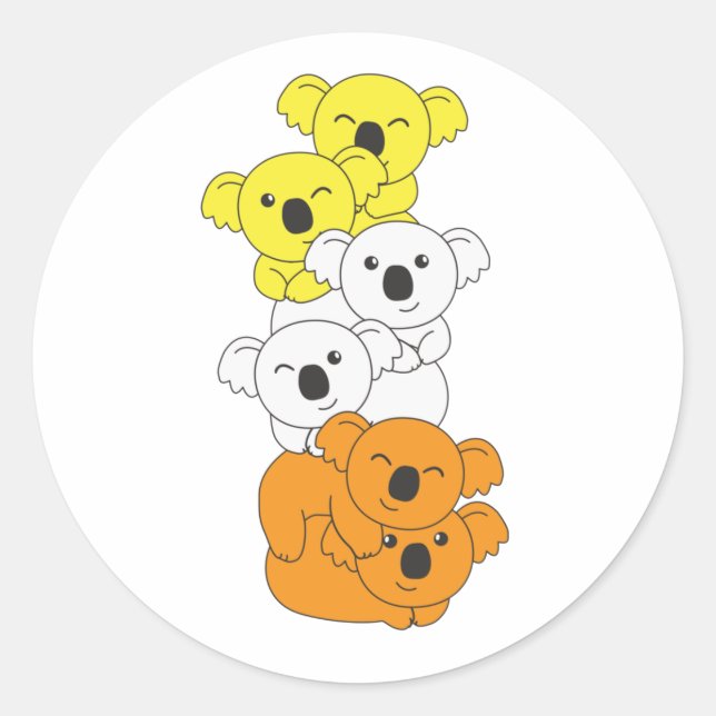 Adesivo Redondo Maverique Flag Pride Lgbtq Cute Koala Pile Classic (Frente)