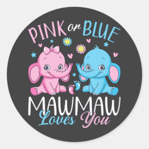 Adesivo Redondo Mawmaw Rosa Ou Azul Te Ama Bebê Elefante