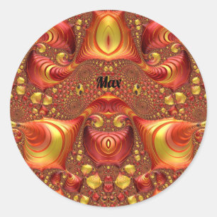 Adesivo Redondo MÁX ~ Desenho Fratural Amarelo Vermelho Castanho ~