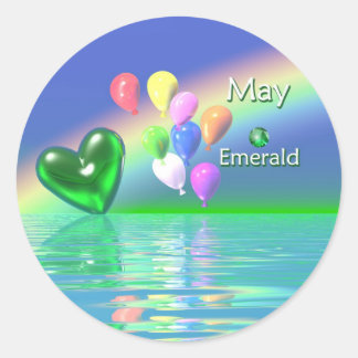 Adesivo Redondo May Birthday Emerald Heart