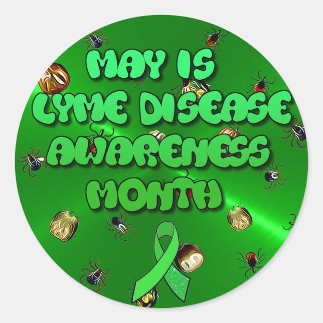 Adesivo Redondo May is Lyme Disease Awarness Monge Stickers (Frente)