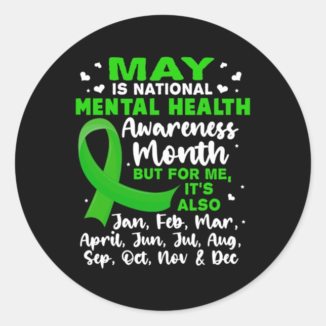 Adesivo Redondo May is National Mental Health Awarness Mens (Frente)