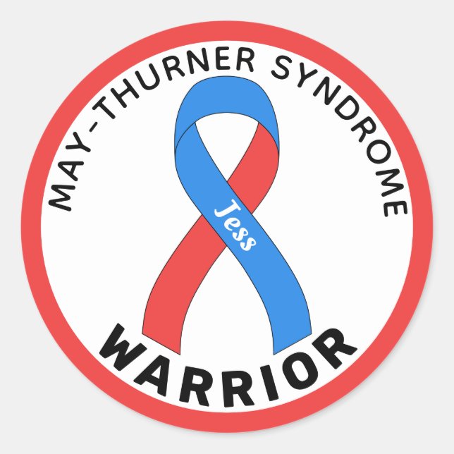 Adesivo Redondo May-Thurner Syndrome Warrior Ribbon White (Frente)