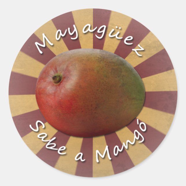 Adesivo Redondo Mayagüez - Sabe a Mango (Frente)