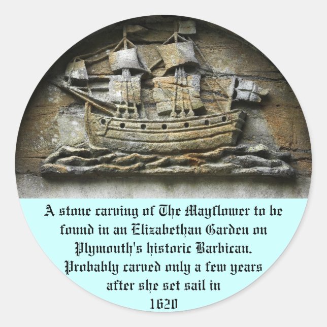Adesivo Redondo Mayflower - Pedra que estiva autocolantes de ação  (Frente)