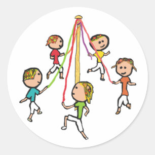 Adesivo Redondo Maypole Dançando