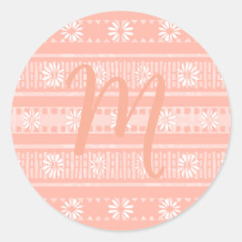 Adesivo Redondo MAZIPOODLES Floral Striped Ribbed Knitting Card