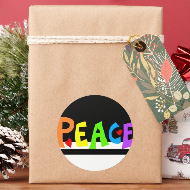 Adesivo Redondo MAZIPOODLES Peace Rainbow (Feriado)