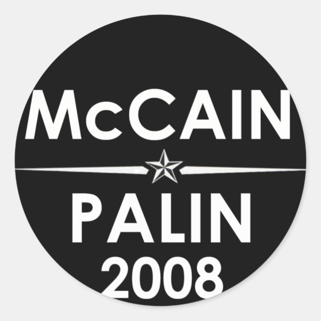 Adesivo Redondo McCain - Palin 2008 Sticker (Frente)