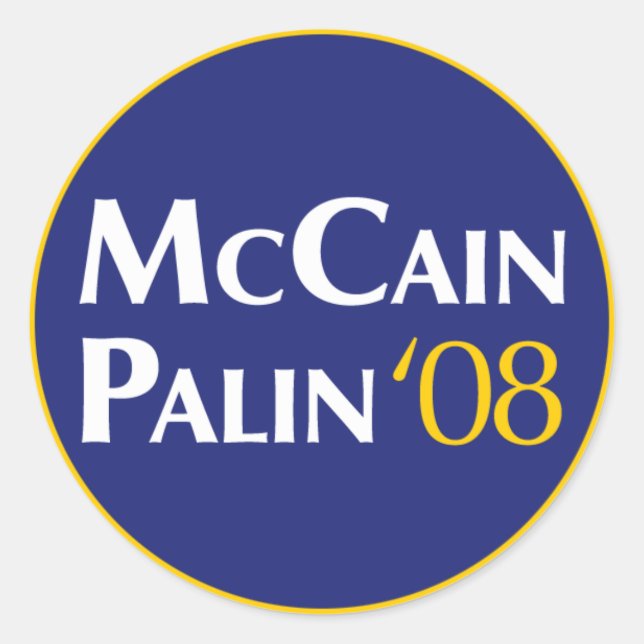 Adesivo Redondo McCain-Palin Sticker (Frente)