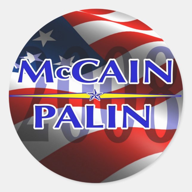 Adesivo Redondo Mccain Palin Stickers (Frente)