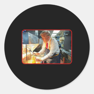 Adesivo Redondo Mcdon 2024 Funny Donald Trump Francês Fry Cozinhar