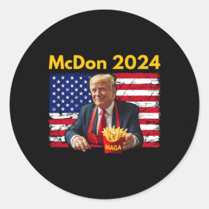 Adesivo Redondo Mcdon Engraçado Donald Trump Batata Frita Cozinhan