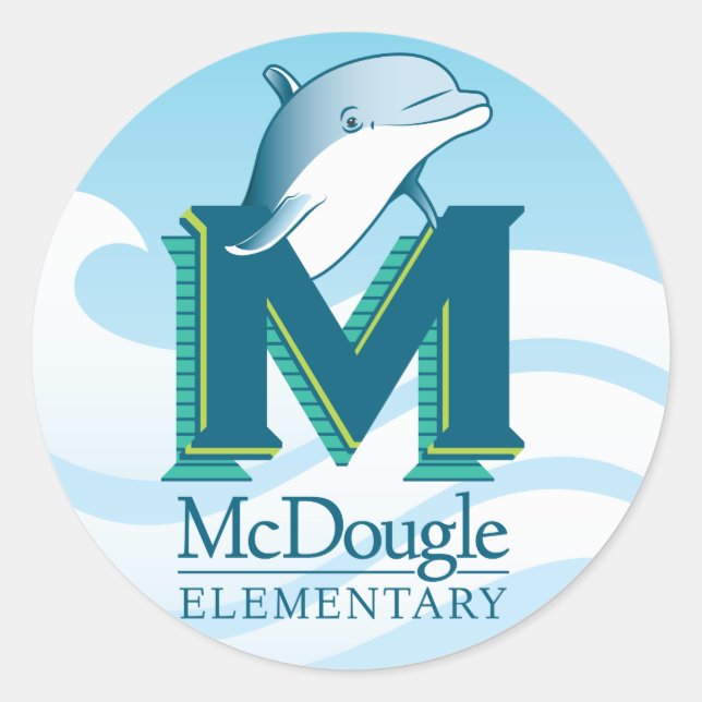 Adesivo Redondo McDougle Dolphin Stickers (Frente)
