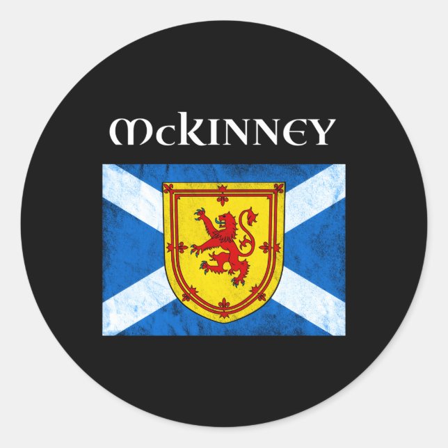 Adesivo Redondo Mckinney Clan Scottish Name Scotland Flag (Frente)