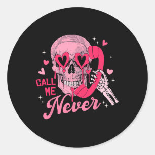 Adesivo Redondo Me Chame Nunca Anti-valentine Caveira Rosa Engraça