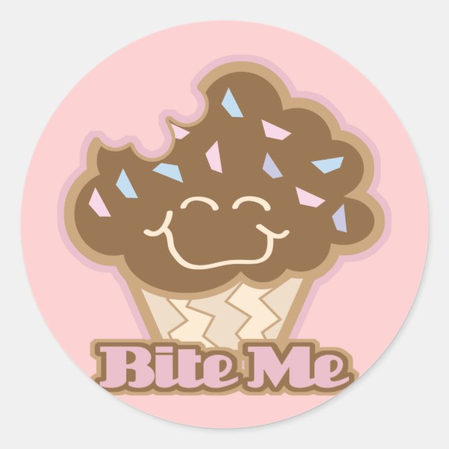 Adesivo Redondo me morda cupcake de chocolate (Frente)