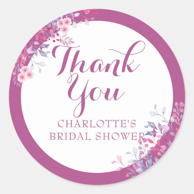 Adesivo Redondo Meadow Floral Chá de panela Favor Obrigado (Frente)