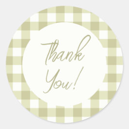 Adesivo Redondo Meadow Gingham - xadrez verde de sábio.