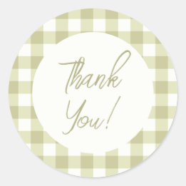 Adesivo Redondo Meadow Gingham - xadrez verde de sábio.