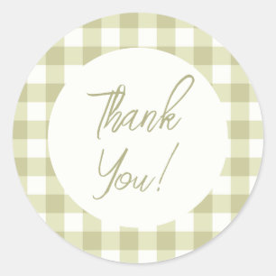Adesivo Redondo Meadow Gingham - xadrez verde de sábio.