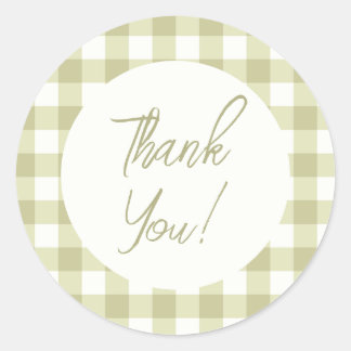 Adesivo Redondo Meadow Gingham - xadrez verde de sábio.