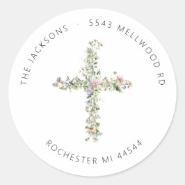 Adesivo Redondo Meadow wildflower Cross Address Classic Round