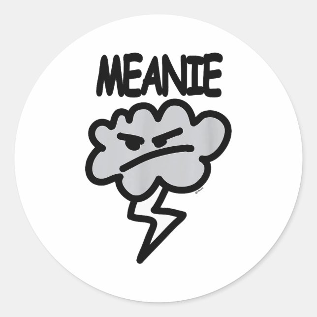 Adesivo Redondo Meanie Cloud Lightning Funny  (Frente)